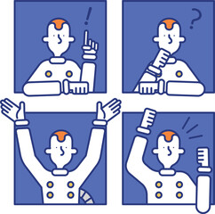 宇宙服姿の男性のシンプルなアイコンセット