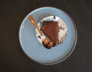 Chocolate Cake Delicious tender chips in a white plate