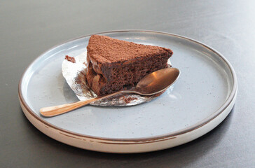 Chocolate Cake Delicious tender chips in a white plate