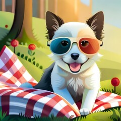 Dog with 3d glasses 