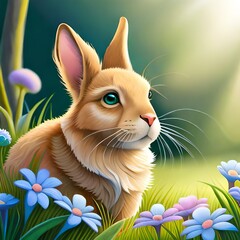 Rabbit with flowers