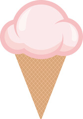 Yummy ice cream cone illustration logo icon with transparent background