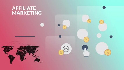 Digital, affiliate marketing and advertising with virtual connect for the world with pay per click sales Online, icon and growth for global network with seo strategy on social media and ppc dashboard