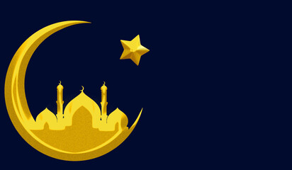 mosque and moon illustration of ramadan eid background
