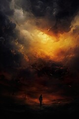 Fototapeta premium Battlefield aftermath atmosphere landscape