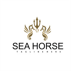 a seahorse animal logo with design vector illustration