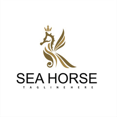 a seahorse animal logo with design vector illustration © andrian