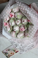 Marshmallow bouquet. Zephyr flowers. Packed in craft paper.