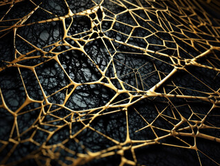 Dark black and gold abstract background An abstract image featuring organic shapes and lines that intersect and overlap created with Generative AI technology..