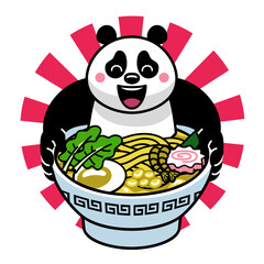 Panda Cute Mascot Ramen Noodle Logo