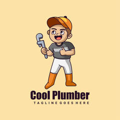 Cool Plumber Character Mascot