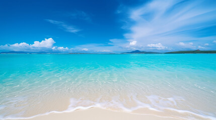 White sandy beach with turquoise sea. 
