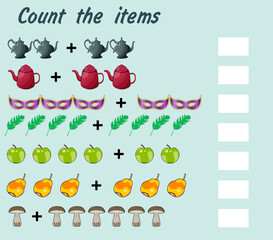 worksheet count items template in mathematics, additional education