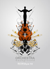 The orchestra vector background. The banner of concert classical music. The philharmonic orchestra.   © Nikolay