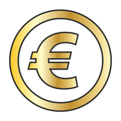 euro coin currency symbol on gold coin