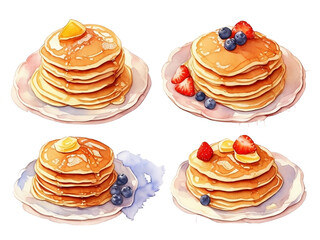 watercolor pancake - obrazy, fototapety, plakaty