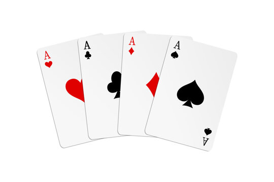 Four aces flat vector illustration isolated on white background