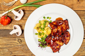 grilled meat with vegetables