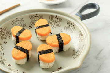 Japanese Sushi, Nori Wrapped Sweet Egg Sushi