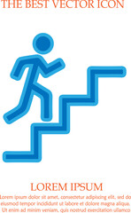 Career success metaphor. Businessman on stairs running up vector icon eps 10.
