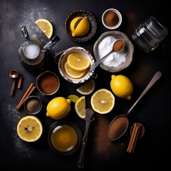 Obraz na płótnie Canvas Artistic Arrangement Tea, Sugar, and Lemon Delight. AI