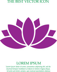 Lotus flower vector icon eps 10. Spiritual simple silhouette symbol.