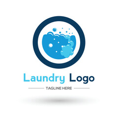 Obraz premium logo design laundry icon washing machine with bubbles for business clothes wash cleans modern Design EPS