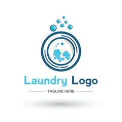 logo design laundry icon washing machine with bubbles for business clothes wash cleans modern Design EPS