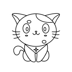 Cute Cartoon Cat Outline Illustration