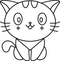 Cute Cartoon Cat Outline Illustration