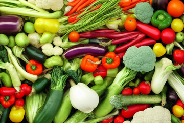Fototapeta na wymiar Panoramic food background with assortment of fresh organic vegetables