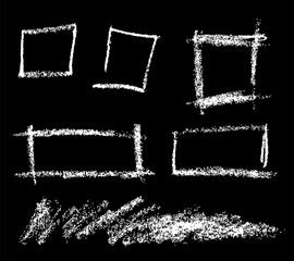 black crayon square rectangle and scribble, vector simple sketch