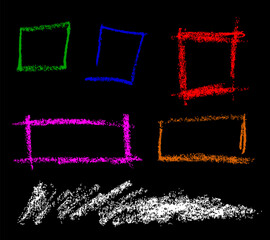 colorful crayon square rectangle and scribble, vector simple sketch