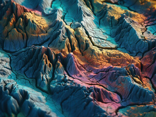 Fototapeta na wymiar Colorful paper cut terrain background created with Generative AI technology.