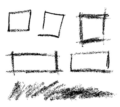 black crayon square rectangle and scribble, vector simple sketch