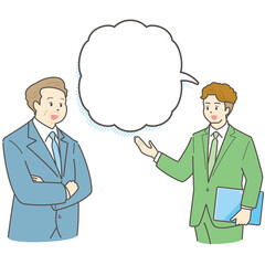 上司にプレゼンするビジネスパーソン（男性）