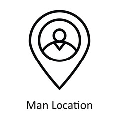 Man Location vector    outline Icon Design illustration. Location and Map Symbol on White background EPS 10 File