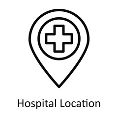 Obraz premium Hospital Location vector outline Icon Design illustration. Location and Map Symbol on White background EPS 10 File