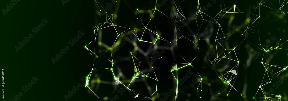 Poster polygonal background with dots and lines. network connection structure. science and technology. 3d