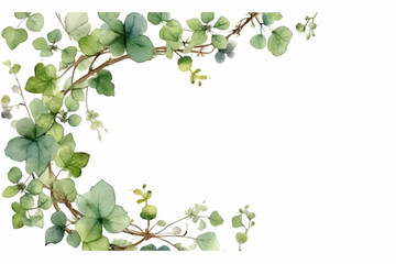 watercolor Wild morning glory leaves jungle vines tropical plant isolated on white background, clipping path included