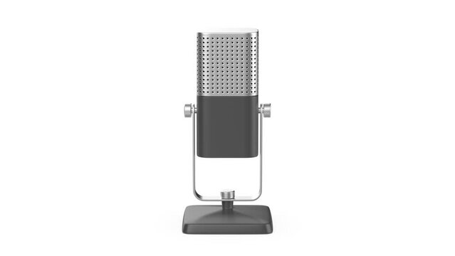 Modern studio microphone on white background