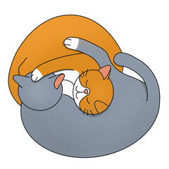 two cats sleeping
