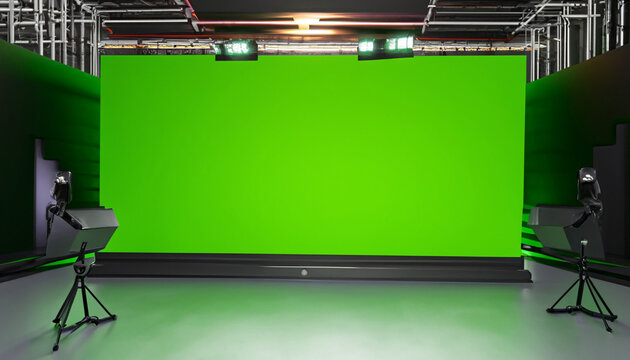 Green Screen background , virtual studio, green Screen, virtual TV studio, Ai Generate 