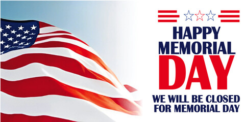 Banner for Happy Memorial Day. United States holiday. Hazy American banner. Background in vector.