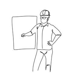 continuous line drawing engineer building
Construction supervision vector illustration simple.Hand drawn illustration about occupation.