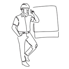 continuous line drawing engineer building
Construction supervision vector illustration simple.Hand drawn illustration about occupation.