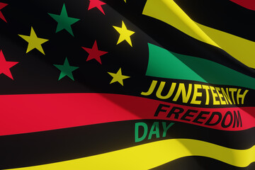 Alternative Juneteenth Flag with text Juneteenth Freedom Day. Since 1865. Banner.