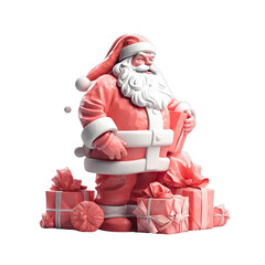 Jolly santa claus with red suit with sack of presents - Plasticine Illustration 2
