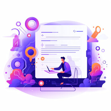 Electronic document management banner. Online paperwork storage, digital system of paper organization. Vector landing page of manage business documents Generative AI.