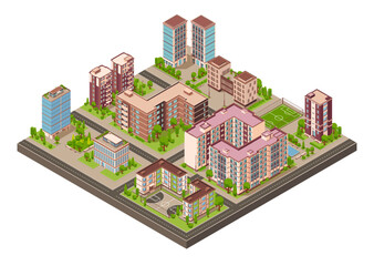 City District Isometric Composition